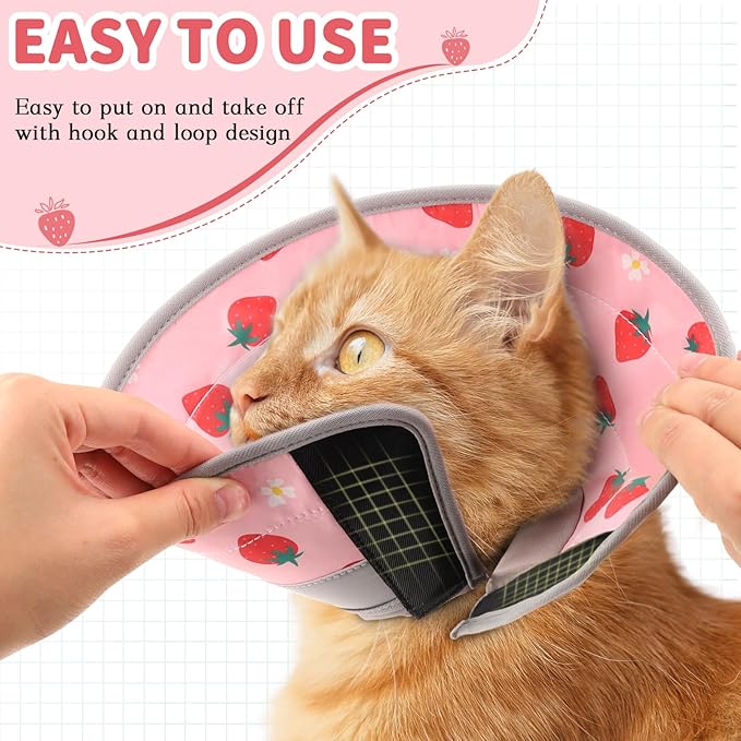 Cat Cone Collar Soft, Comfortable Cat Recovery Collar Pet Cone for Small Large Cats, Lightweight Elizabethan Collar for Cats Kittens After Surgery Prevent from Licking Wounds, Pink, S