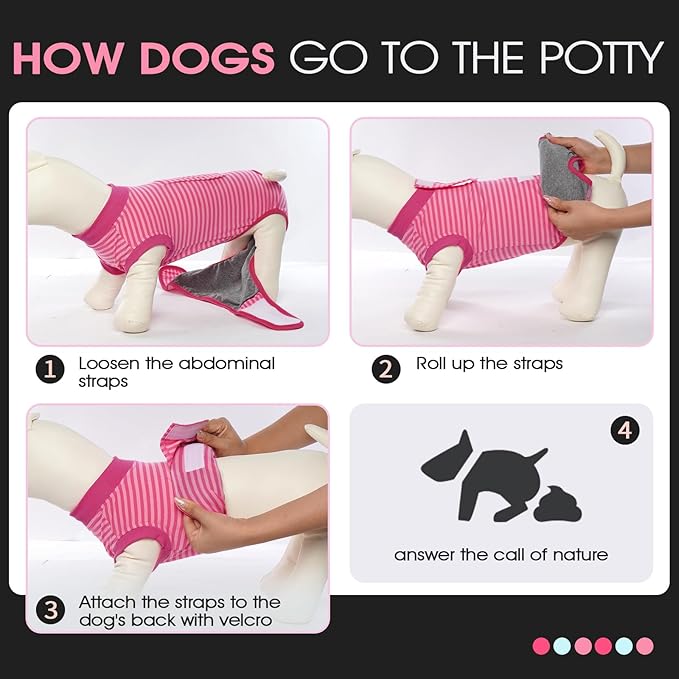 FUAMEY Recovery Suit for Dogs After Surgery,Soft Breathable Dog Bodysuit E-Collar & Cone Alternative Surgical Suit,Male Female Dog Neuter Spay Suits Anti Licking Wounds Onesie Rose Stripes XL