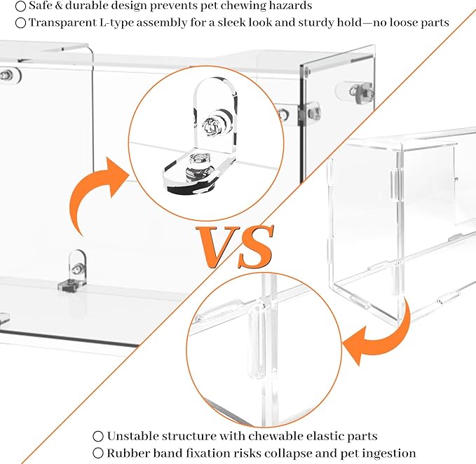 Acrylic Rabbit Hay Feeder with Lid, Transparent Hanging Food Dispenser Hay Feeder for Bunny Rabbits Guinea Pig Cage Chinchillas Hamsters Small Pets and Animals（Small