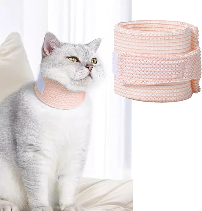 Cat Neck Brace Cover - Breathable & Adjustable Elizabethan Collar for Post-Surgery Recovery Anti-Scratch Anti-Lick Protection, Cervical Cone for Small Medium Large Dogs Puppies Kittens (X-Small,Pink)