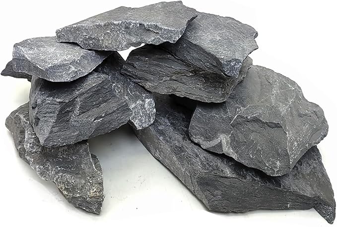 PINVNBY Natural Slate Rock 5lb PH Neutral Aquarium Rocks Aquariums Stones for Aquascaping, Landscaping Model, Reptile & Amphibian Enclosures, Tank Decoration