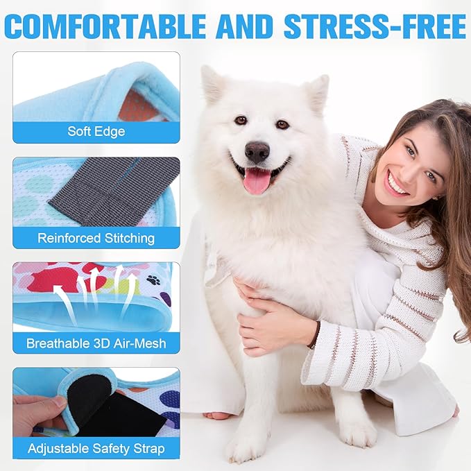 PAWCHIE Dog Grooming Hammock Harness for Dogs & Cats with Pet Nail Clipper Trimmer - Cat Hanger Sling for Trimming Clipping Nails- Dog Hammock Restraint Bag for Small Medium Large Dog, Blue XS