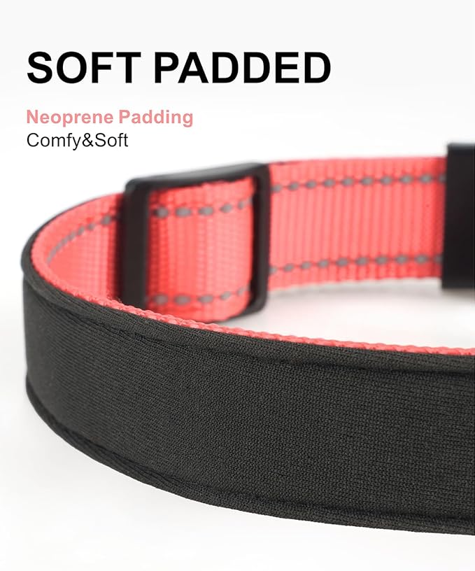 TagME Airtag Dog Collar,Waterproof Reflective Pet Collar with Airtag Holder,Soft Padded and Double D-Rings for Puppy,Baby Pink