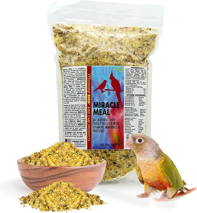 Morning Bird Miracle Meal 1.5 lbs – Soft Food for Birds with Vitamins & Supplements – Packed with Protein, Minerals & Amino Energy – Promotes Strong Feathers, Breeding & Overall Wellness