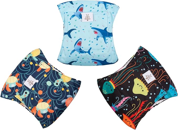 CuteBone Dog Diapers Male Washable Belly Band for Male Dogs Wraps 3pcs a Pack DM28S