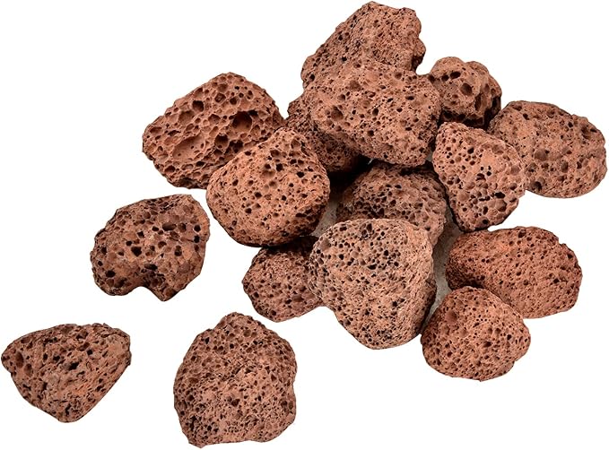 Mr. Fireglass 10 Pounds Lava Rocks Red Natural Stone Granules for Gas Fire Pit Fireplace & Gas Log Set - Decorative Landscaping Rocks for Indoor and Outdoor Use, 0.8" - 1.2" Sized