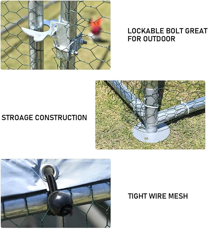 1.26'' Large Metal Chicken Coop Run Walk in, Chicken Runs for Yard with Cover, Chicken Pens Outdoor, Spire Roofed Outside Dog Kennel with Roof (9.8’Lx13.1’Wx6.4’H)