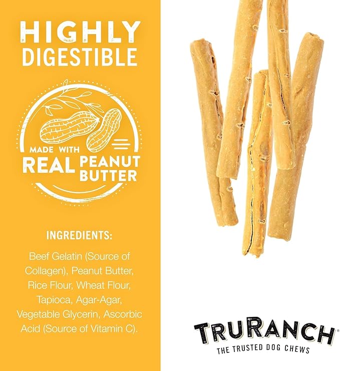 Collagen Rolls - 9" Collagen Rolls for Dogs - Long Lasting Healthy Joint Support - Rawhide Alternative - Skin & Coat Health - Made with Real Peanut Butter, Value Pack, 3 Bags, 9 Count