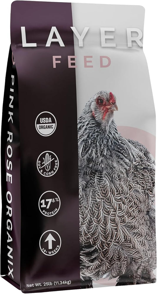 Layer Crumb Feed, 25lbs - Non-GMO, High-Protein Poultry Feed for Healthy Hens & Nutritious Eggs, 17.5% Protein - USDA Certified Organic Blend, Soy & Corn-Free