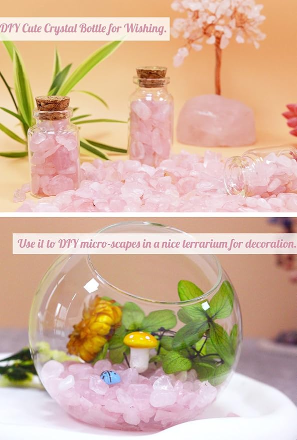 Rose Quartz Healing Crystal Chips Bulk Gemstones Sets Tumbled Crushed Stones Crushed Crystals Natural Rocks for Fountain Rocks Decoration Reiki Energy Balancing Meditation Aquarium Gravel 0.44lb