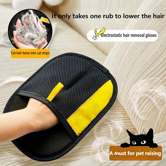 Fursweep Gloves Pet Hair Remover, Kivori Pet Grooming Glove, Pet Hair Remover Electrostatic Gloves, Furmingle Double Sided Cat Grooming Glove, Reusable Cat & Dog Hair Remover, for Couch, Carpet