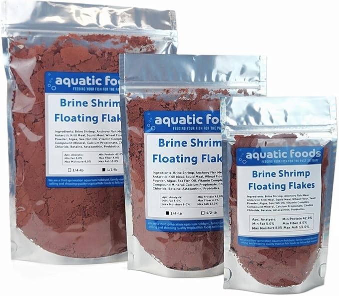 Aquatic Foods Inc. Brine Shrimp Flakes for Freshwater Cichlids, Angels, Tetras, Guppies, Marine Tangs, Butterflies, Angelfish, Anthias, Clown Fish. WL…5-lbs Poly Bag