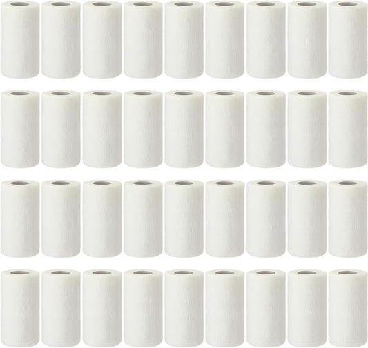 Treela 36 Pcs Self Adherent Bandage 4" X 5 Yard Wrap Breathable Cohesive Bandage Elastic Adhesive Tape for Stretch Athletic Sports Wrist Ankle(White)