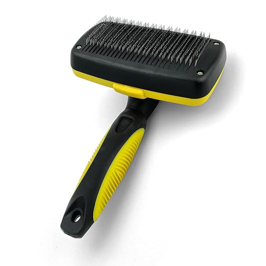 Self-Cleaning Grooming Brush for Dogs and Cats, Retractable Bristles for Easy Hair and Fur Removal - 7.5" Size