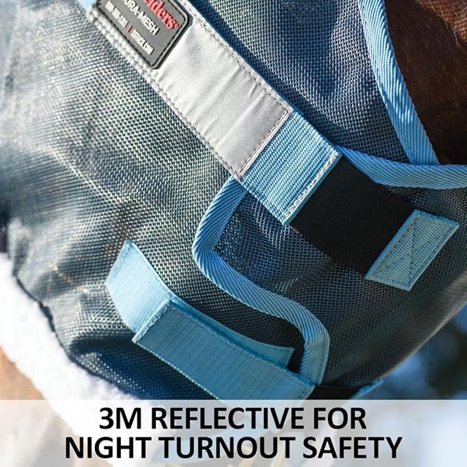 Schneiders Dura-Mesh II Fly Horse Mask with Ears | Reflective Safety Strips | 1000D Poly Vinyl Mesh | 70% UV Protection