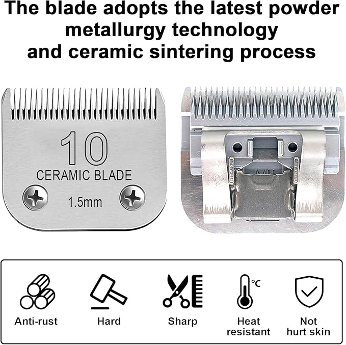 Size 7FC/5FC/4FC Detachable Pet Dog Clipper Blades, Compatible with Most Oster A5, KM Series Clippers,Made of Ceramic Blade & Stainless Steel Blade4PACK 3Pack