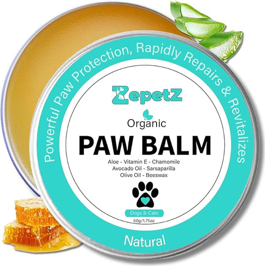Lick-Safe Organic Paw & Nose Balm for Dogs, Cats & More – All-Natural, Vegan, Hypoallergenic – Heals, Protects & Restores Dry, Cracked Paws, Snouts & Elbows – Aloe, Avocado Oil, Beeswax – 1.75 oz