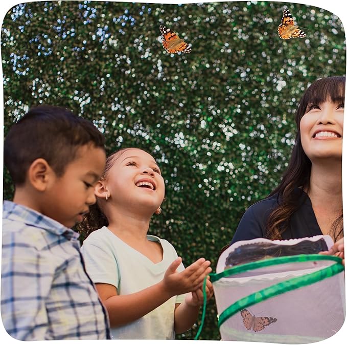 Insect Lore Butterfly Garden Kit with Live Caterpillars – Grow 10 Painted Lady Butterflies | STEM Learning Activity, Habitat with Journal, Stickers, Seeds & Figurines | As Seen on TV