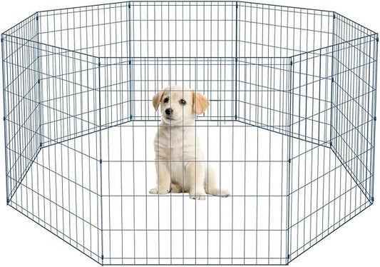30 Tall Dog Blue Playpen Crate Fence Pet Kennel Play Pen Exercise Cage -8 Panel