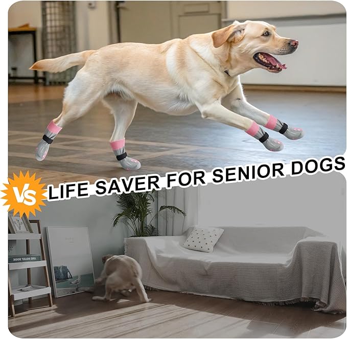 BEAUTYZOO Anti-Slip Dog Socks,Dog Shoes for Hot/Cold Pavement,Paw Protectors with Grips 3 Pairs for Puppy Small Medium Large Senior Old Dogs,Dog Socks to Prevent Licking and Hardwood Floor Protection