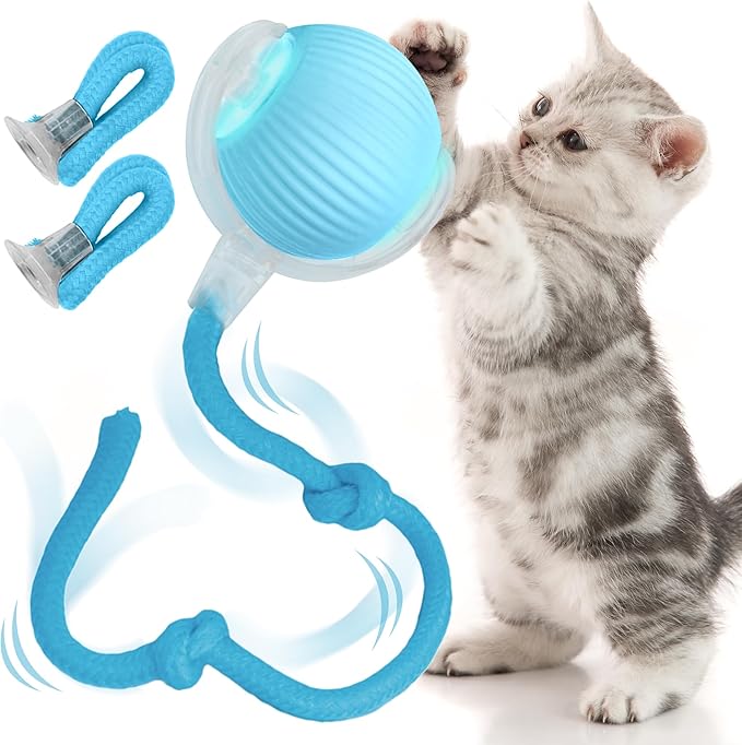 Pawlo Speedy Tail 2.0 Cat Toy –Teazys Turbo Tail Upgrade – Interactive Cat Toy – Kitten Toys – Automatic cat Toy for Boredom – Moving cat Toys for Indoor Cats with 2 Tails (Blue)