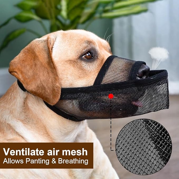 Crazy Felix Nylon Dog Muzzle for Small Medium Large Dogs Dachshund Beagle Poodle Labrador, Air Mesh Breathable and Drinkable Pet Mouth Guard for Anti-Biting Chewing Scavenging (Black,XS)