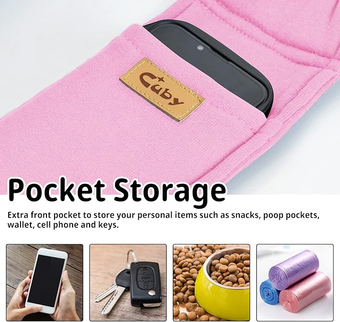 CUBY Dog and Cat Sling Carrier, Hands Free Reversible Pet Papoose Bag, Soft Pouch Adjustable, Suitable for Puppy Cats for Outdoor Travel (Pink, M-Adjustable Strap)