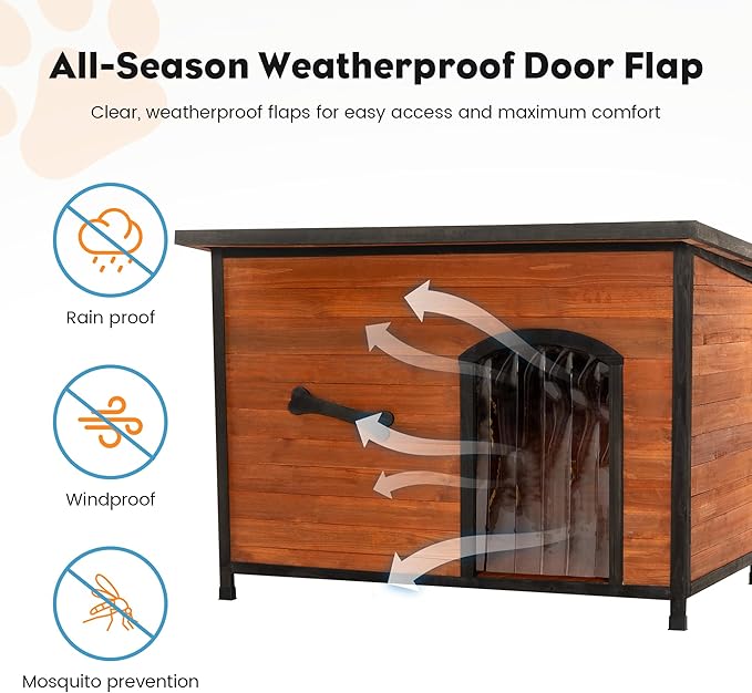 Large Solid Wooden Dog House,Suitable for Both Indoor and Outdoor, Suitable for Large Dogs and Animals of The Following Size, Easy to Clean,Can DIY,45.75" W x 31.25" D x 32.5" H