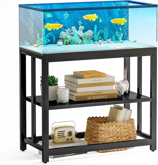 Heavy-Duty 40 Gallon Fish Tank Stand - 660LBS Capacity Metal Aquarium Stand with Dual-Layer Design, 36.6"x18.5"x30" Sleek Black Finish for Home & Office Terrariums
