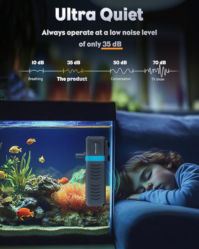 Pawfly Internal Aquarium Filter for 120-200 Gallon Fish Tanks Adjustable Fish Tank Filter with 550 GPH Powerful Water Pump Ultra Quiet Submersible Filter for Freshwater Saltwater Pond Filtration