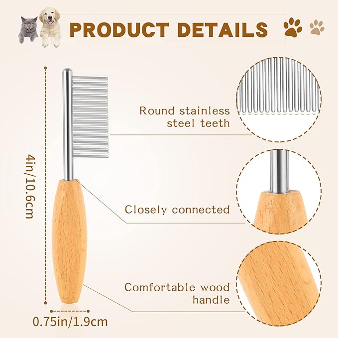 DLUGOPIS 4 In Pet Face and Finishing Comb for Dogs Small Faces Metal Pocket Comb Perfect For Matted Fur Knots Tangles