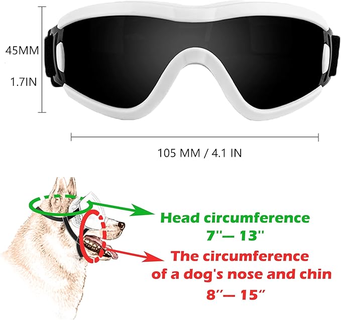 Small Dog Sunglasses with Adjustable Strap UV Protection, Winproof Puppy Sunglasses, Suitable for Dogs Eyes Protection，Soft Dog Goggles
