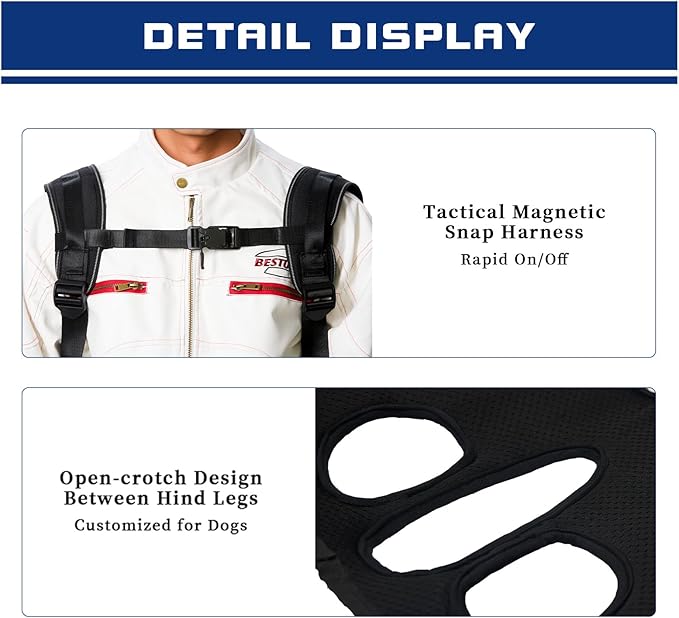 Dog Backpack Carrier - Spine-Friendly for Large Dogs(36-66lbs) Horizontal Design Dog Carrier with Adjustable Back Straps for Joint Injuries, Arthritis, Ideal for Stairs, Elderly Dogs(Size XXL)