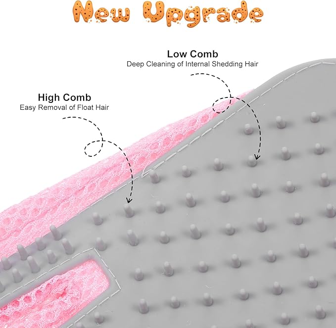 2 in 1 Pet Grooming Glove for Cats & Dogs, Efficient Deshedding Brush Pet Long Short Fur Removal Glove, Gentle Massaging Puppy Kitten Bathing Grooming Brush Tool, Easy Clean Floating Hair Mitt