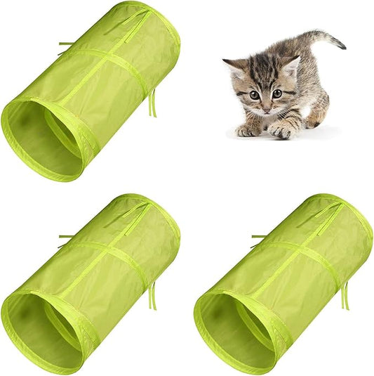 iCAGY Foldable Spiral Cat Tunnel - Indoor Toy for Small Cats, Kittens, and Rabbits - Tube for Interactive Play and Outdoor Fun - Pet Activity Toy Light Green 20" 3 Pcs