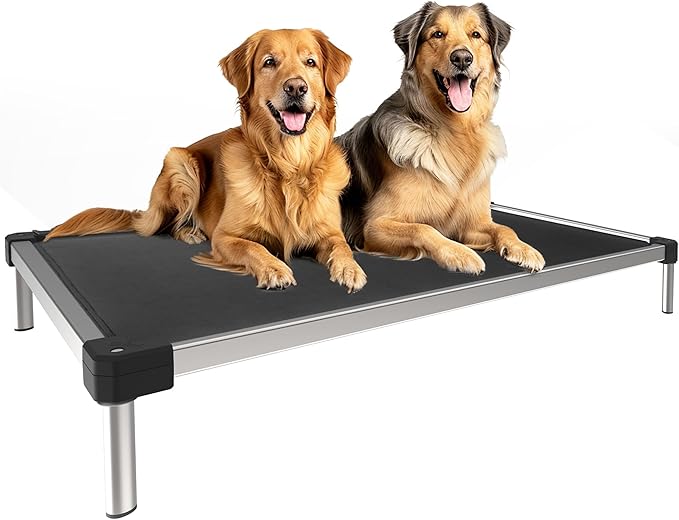 FXW TitanNest Chew-Proof Elevated Dog Bed, Raised Cot for Indoor/Outdoor/Camping Use, Durable & Waterproof Cooling Pet Bed for Extra Large Dogs, 56.0" L x 31.0" W x 7.3" H, Black