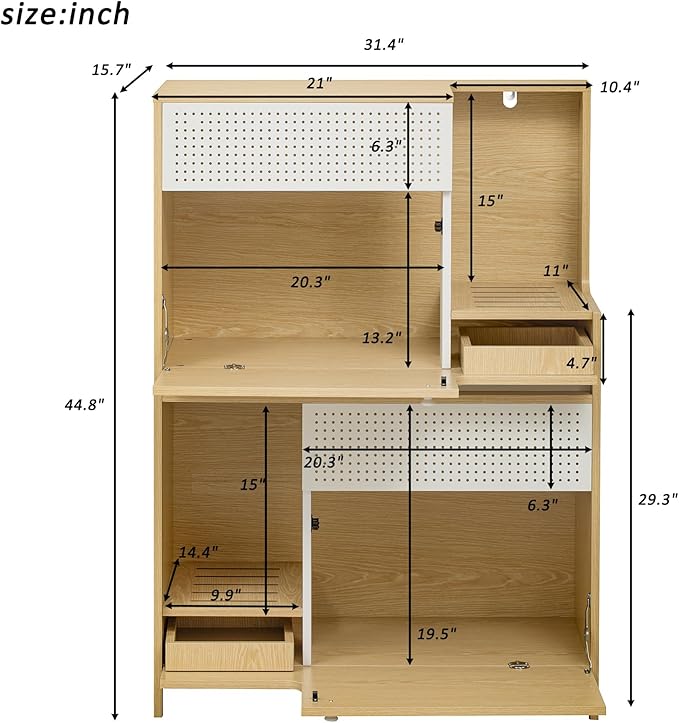 Cat Litter Box Enclosure Furniture Hidden Indoor 2-in-1 Wooden Cat House & Washroom Cabinet with Drawer for 2 Cats, 31.4"x15.7"x44.8"H