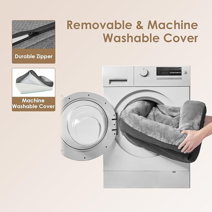 EHEYCIGA Memory Foam XL Dog Bed for XLarge Sized, Extra Large Orthopedic Dog Sofa with Sides and Waterproof Liner, Washable Bolster Pet Couch with Removable Cover, 48x35x7.5 Inch, Grey