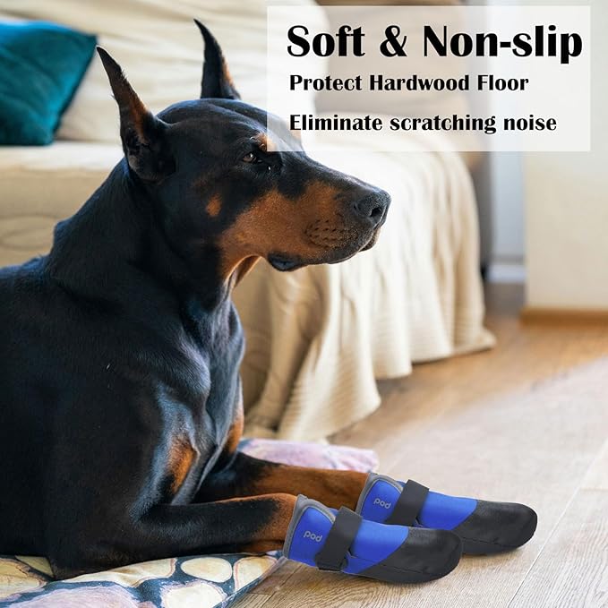 Dog Shoes Lightweight Dog Boots-Breathable Knitted Paw Protector with Adjustable Strap for Hot Pavement, Rain Walking, Hardwood Floors Anti Slip Reduce Noise, Prevent Licking Paws(Blue,XL)