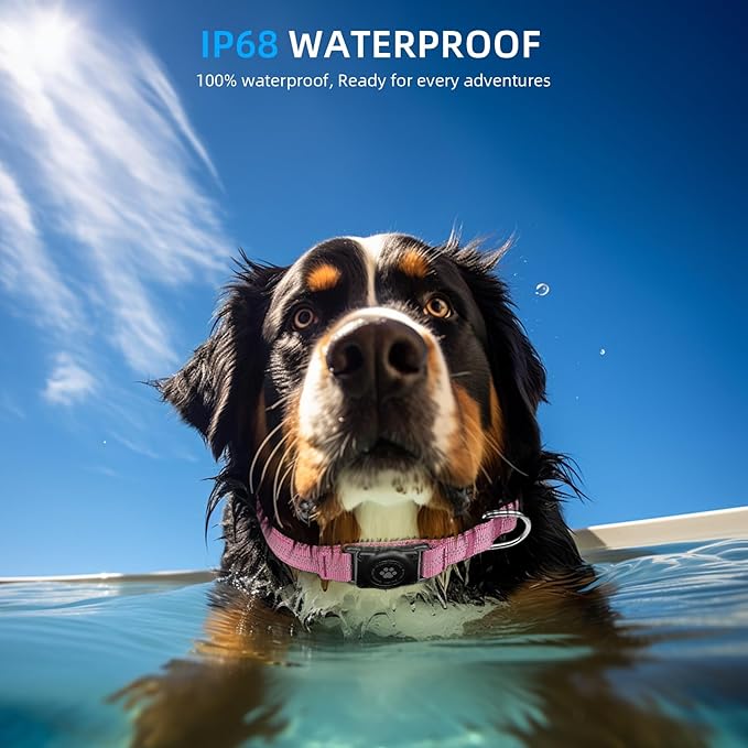 Upgraded AirTag Dog Collar, IP68 Waterproof Air Tag Dog Collar Holder, Reflective, Ultra-Durable, Comfortable Padded, Heavy Duty Dog Collars for Small Medium Large Dogs (XS (10.25"-13"), Pink)