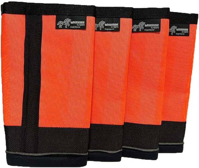 Warrior Fly Boots for Horses - Breathable Mesh Horse Boots for Fly Protection & Leg Comfort - Set of 4 (Knight Warrior, Neon Orange)