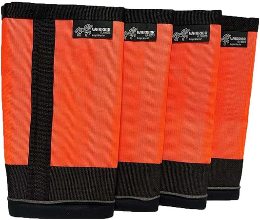 Warrior Fly Boots for Horses - Breathable Mesh Horse Boots for Fly Protection & Leg Comfort - Set of 4 (Knight Warrior, Neon Orange)