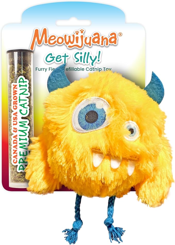 Meowijuana Refillable Cat Toys | Get Silly - Furry Friend Catnip Toys | Includes Potent Hand Harvested Catnip Grown in North America | Promotes Play and Cat Health