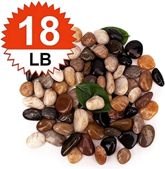 [18 Pounds] Aquarium Gravel River Rock, Natural Polished Decorative Gravel,Garden Outdoor Ornamental River Pebbles Rocks, Polished Gravel, Mixed Color Stones,for Landscaping, Vase Fillers (20)