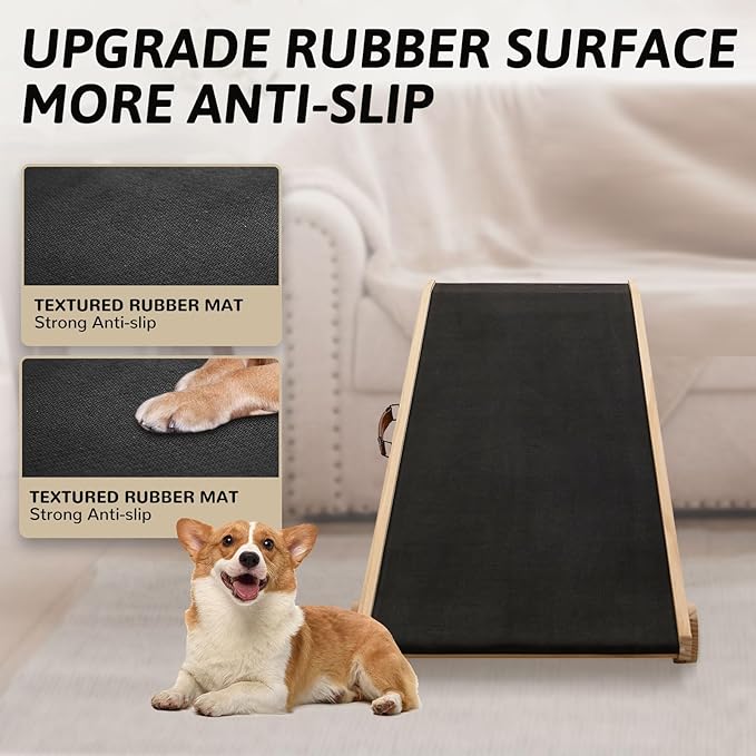 ABORON Dog Ramp,Adjustable Folding Pet Ramp for Bed,Couch,SUV - High Traction Portable Rubber Paw Ramps,Great for Small & Large Old Dogs & Cats, Supports up to 200 lbs