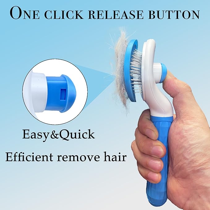 Pet Gromming Kit Nail Clipper&Hair Brush for Dog&Cat Brush Self Cleaning Slicker Brush with Release Button, Dog Shedding Brush for Cat Grooming Comb Rabbit Nail Clipper with Nail File Dog Claw Trimmer