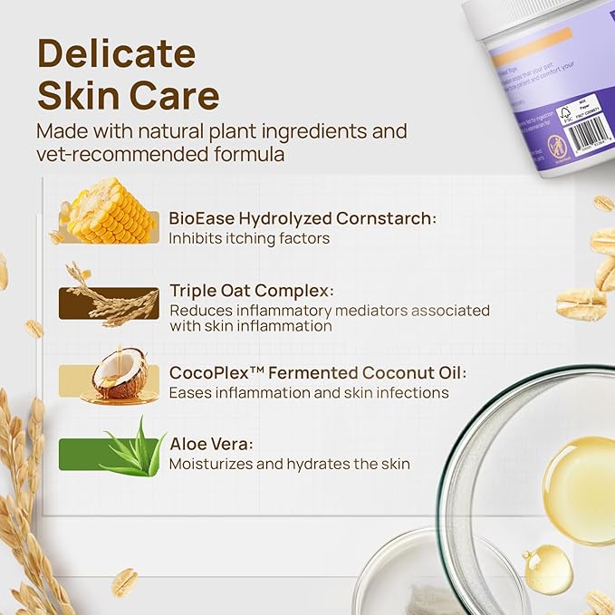 HICC PET Itch Relief Wipes for Dogs & Cats, Rapidly Relieves Itching, Soothes Hot Spots and Skin Irritations, Hypoallergenic Hot Spot Treatment Cleaning Wipes, Alleviate Dry Itchy Skin - 100 Count