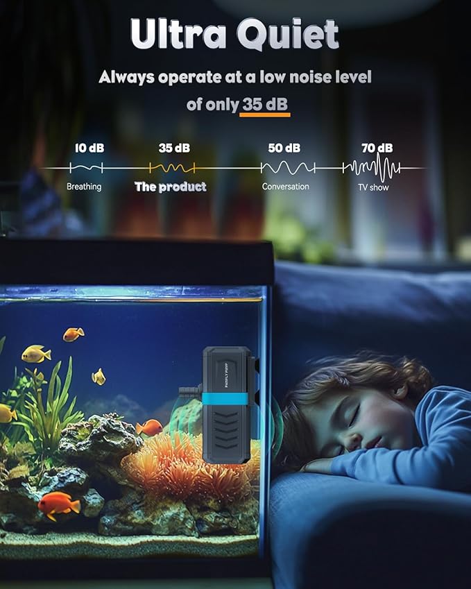 Pawfly Internal Aquarium Filter for 50-120 Gallon Fish Tanks Adjustable Fish Tank Filter with 550 GPH Powerful Water Pump Ultra Quiet Submersible Filter for Freshwater Saltwater Pond Filtration