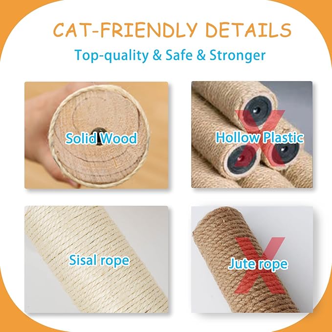 9-Piece Cat Wall Shelves and Perches for Wall, House, Lookout Tower, 2 Sisal Scratching Posts, 5-Step Wall Ladder, 7 Sisal Mat, Ideal Shelves for Wall - Sturdy Cat Wall Shelves for Large Cats