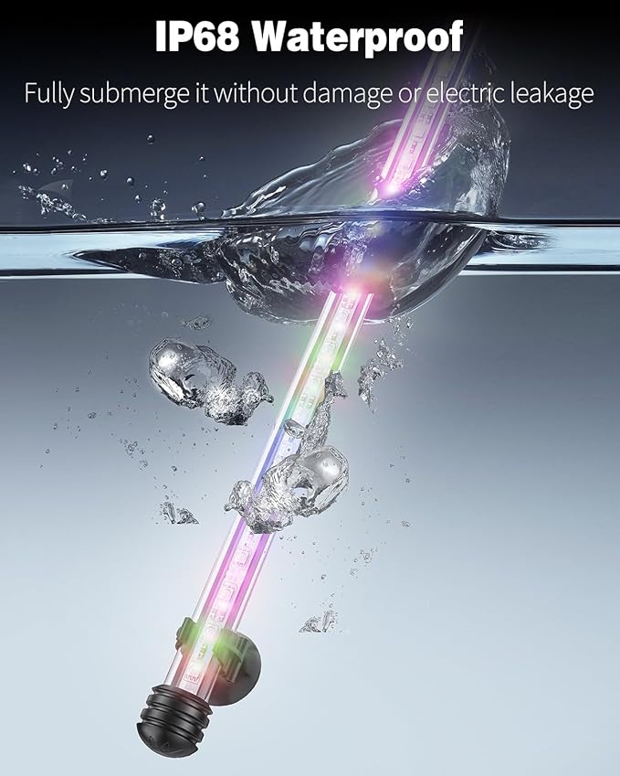 Pawfly 5.5 W Aquarium LED Light 19 Inch Underwater Fish Tank Light with Timer Auto On/Off Fish Tank Background Light with 8 Lighting Modes Submersible Multi-Colored Tube Light for Decoration